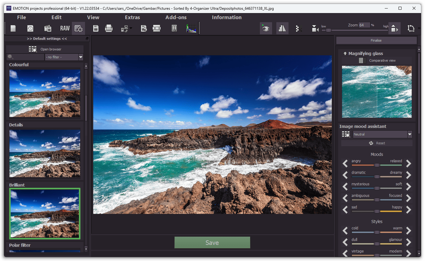 EMOTION projects Professional - Main Interface