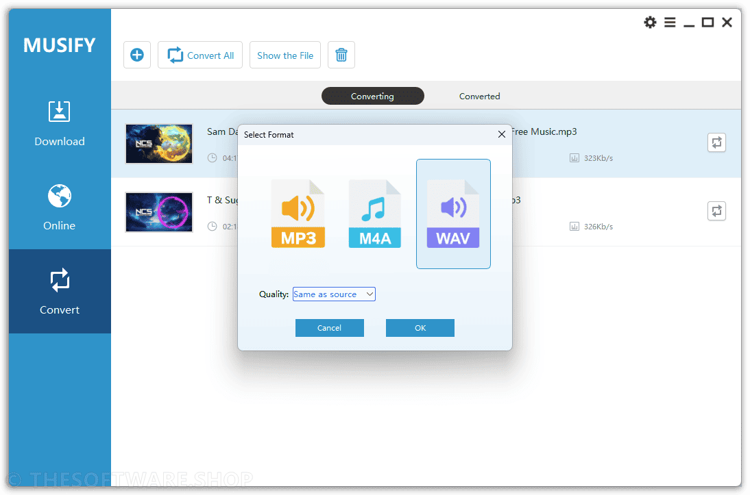 Musify Music Downloader - Select Format
