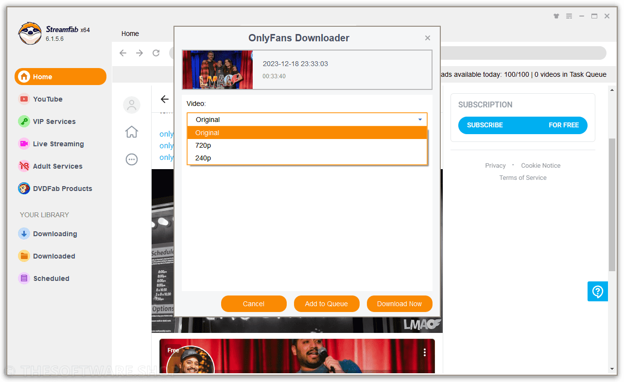StreamFab OnlyFans Downloader - Download Options