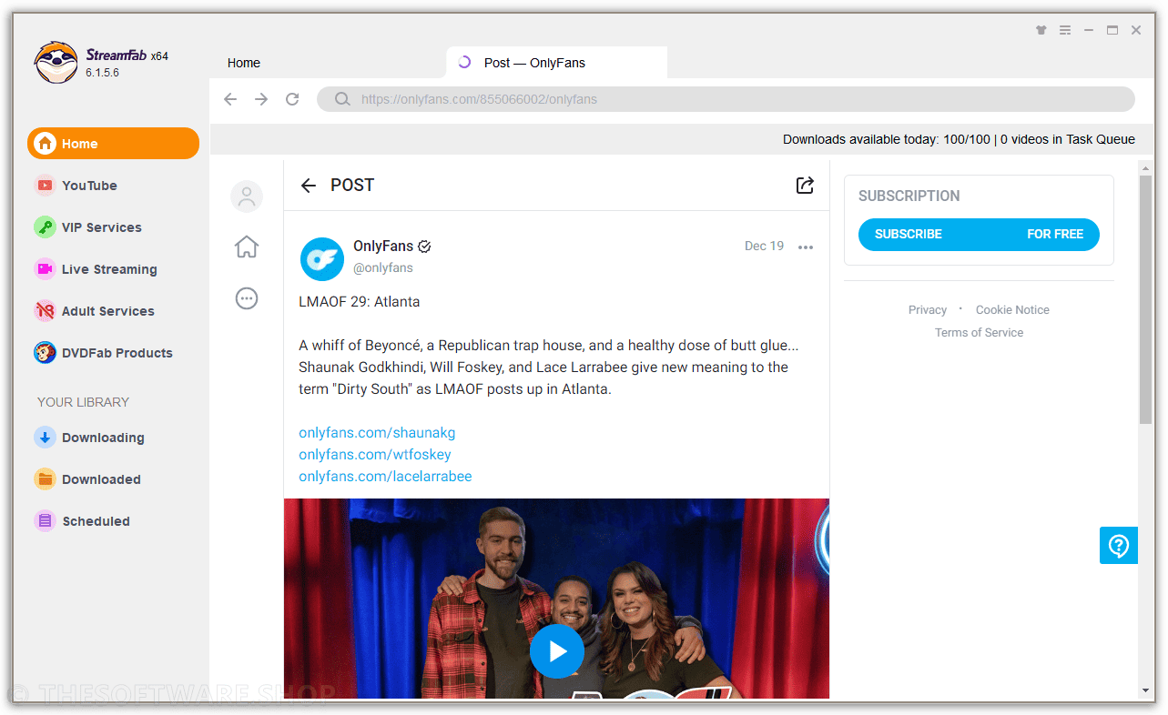 StreamFab OnlyFans Downloader - Built-in Browser