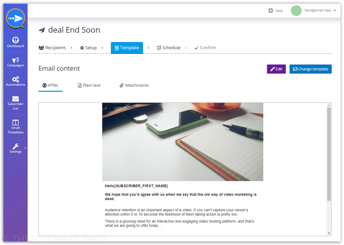 Sendgomail Edit Email Content