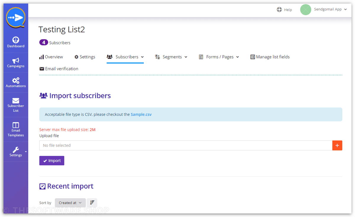 Sendgomail Import Subscribers