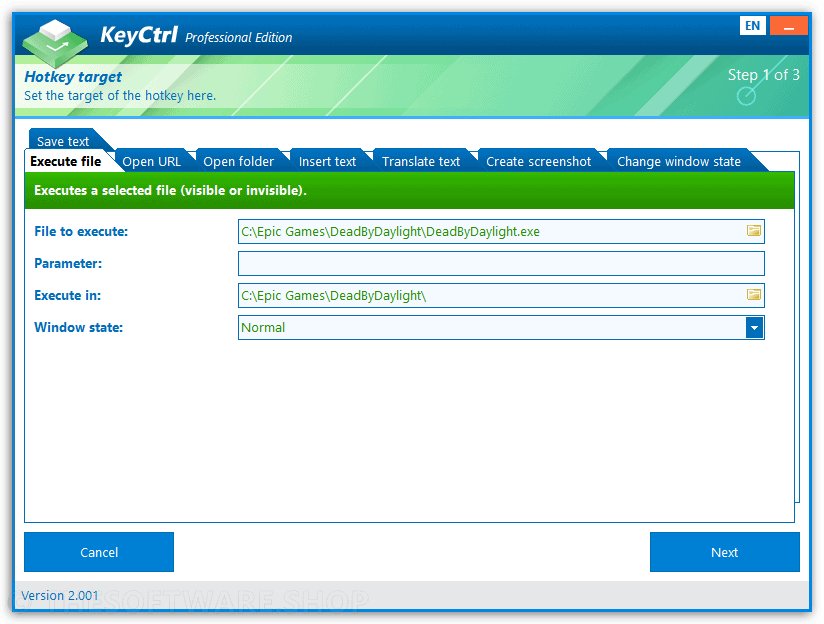 ASCOMP KeyCtrl Professional - Execute File Hotkey