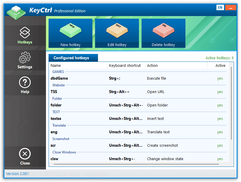 ASCOMP KeyCtrl Professional - Main Interface Screenshot