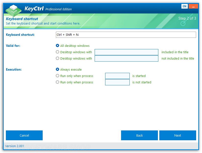 ASCOMP KeyCtrl Professional - Set Keyboard Shortcut