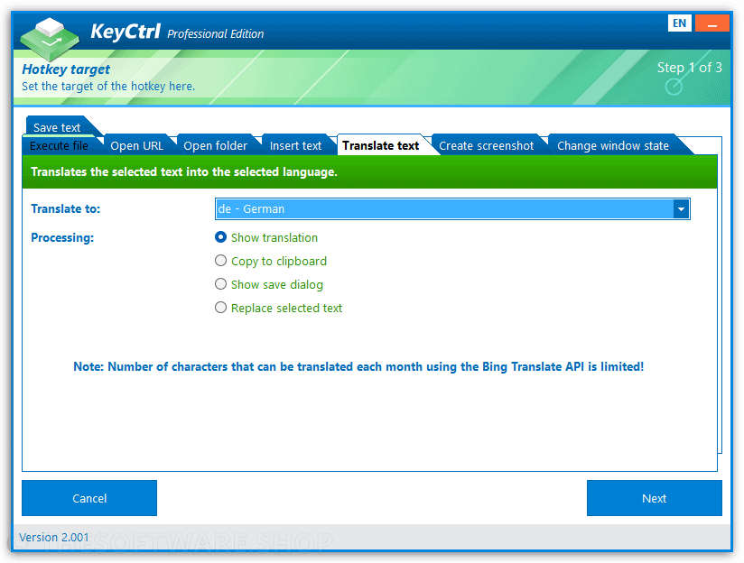 ASCOMP KeyCtrl Professional - Translate Text