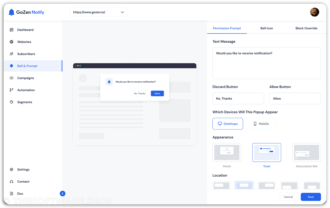 GoZen Notify - Bell and Prompt