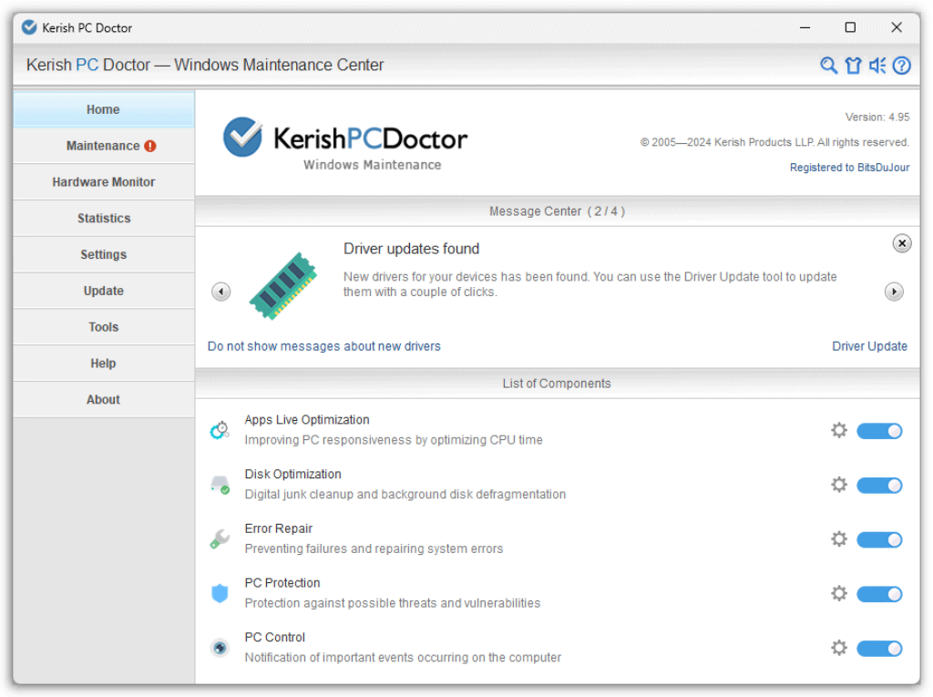 Kerish PC Doctor Screenshot - Home