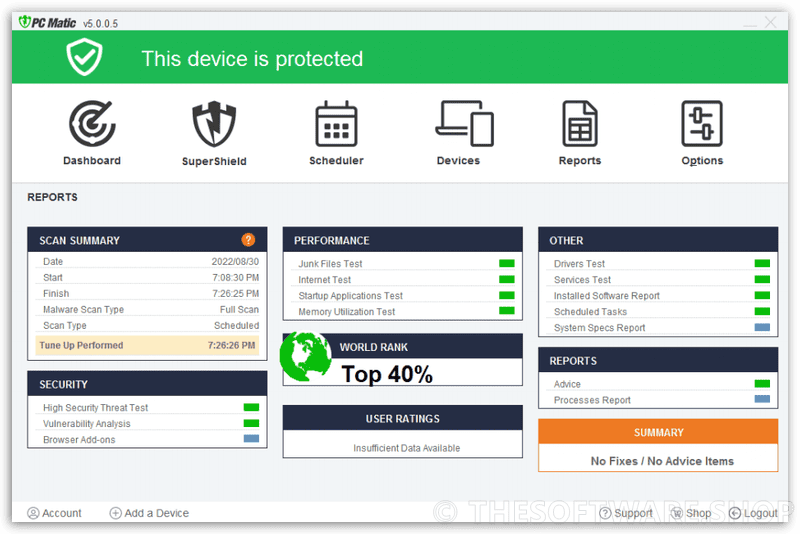 PC Matic Complete Security Scan Result