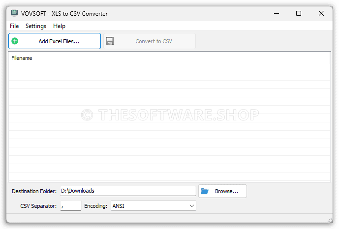 VOVSOFT XLS to CSV Converter Screenshot