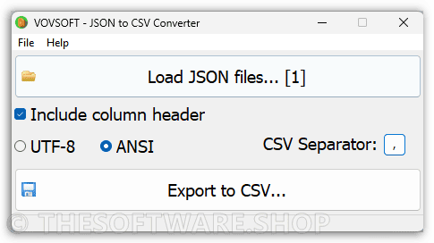 Vovsoft JSON to CSV Converter Screenshot