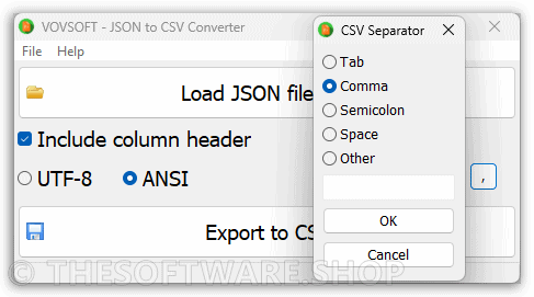 Vovsoft JSON to CSV Converter Separator