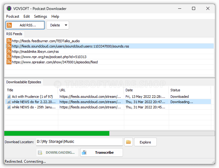 Vovsoft Podcast Downloader Screenshot