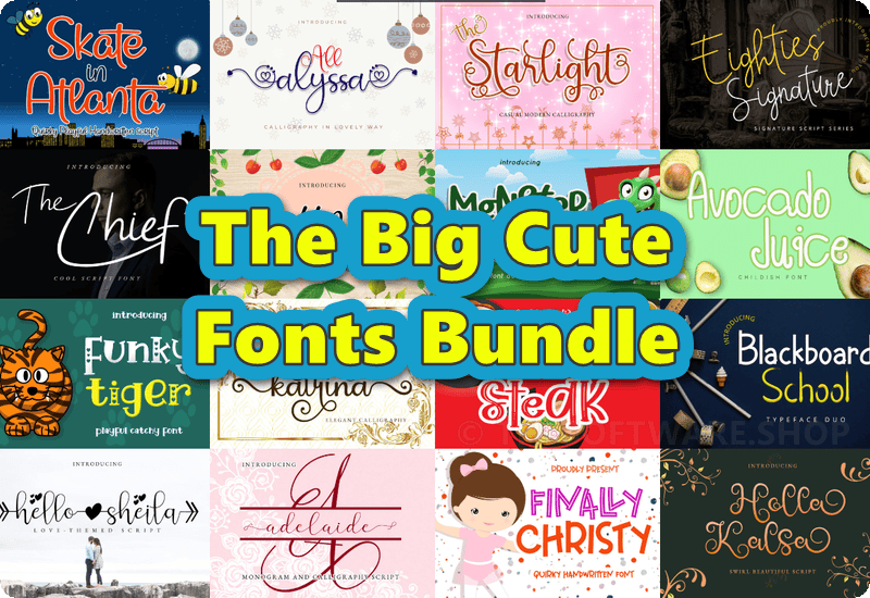 The Big Cute Fonts Bundle Download Giveaway