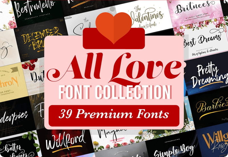 All Love Fonts Collections Bundle Discount Sale Download