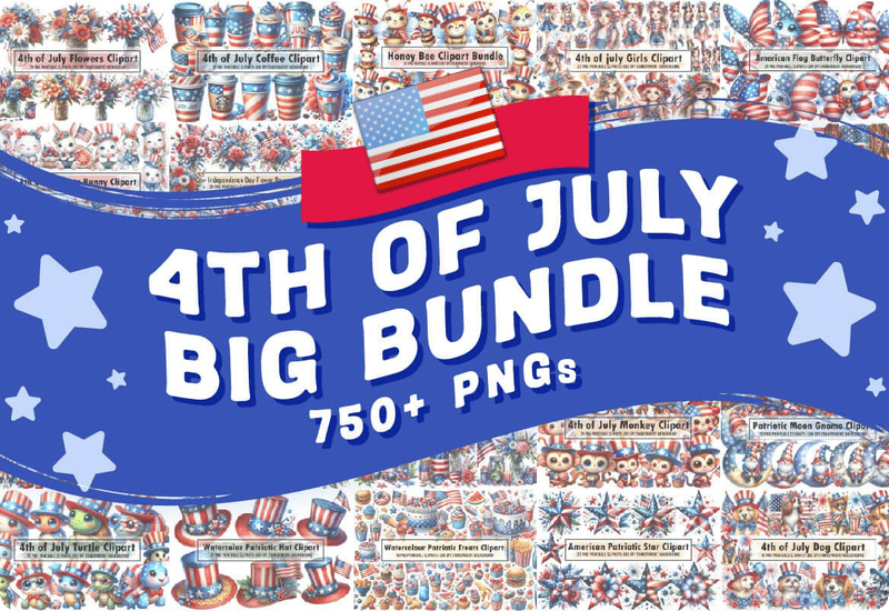 Watercolor 4th of July Big Bundle