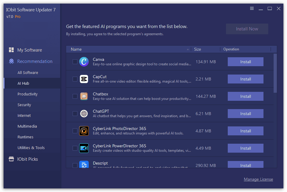 IObit Software Updater 7 Pro Screenshot - Recommendation