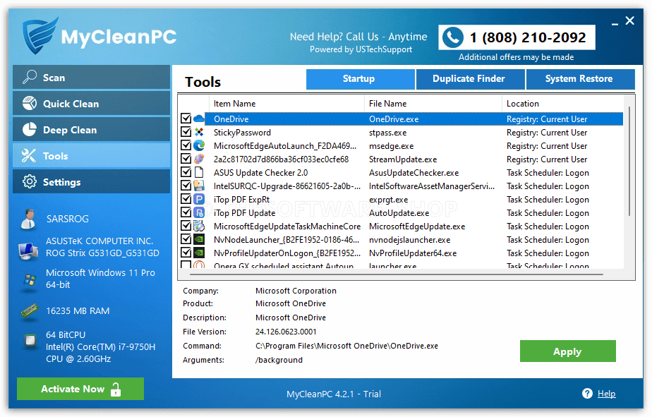 MyCleanPC Startup