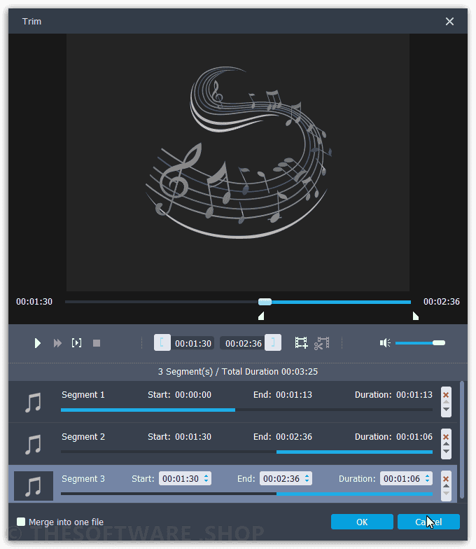 Aiseesoft Audio Converter Screenshot - Trim