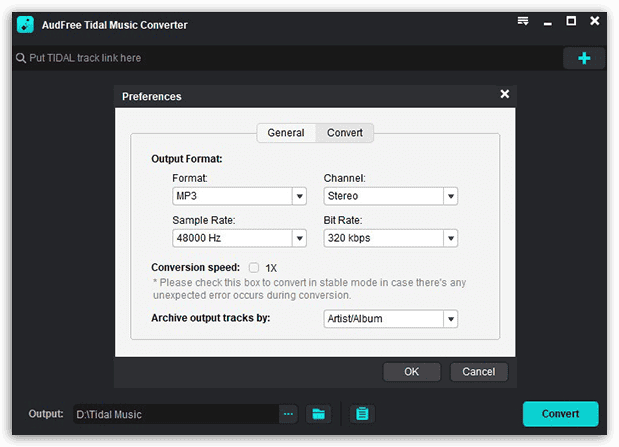 AudFree Tidal Music Converter Screenshot