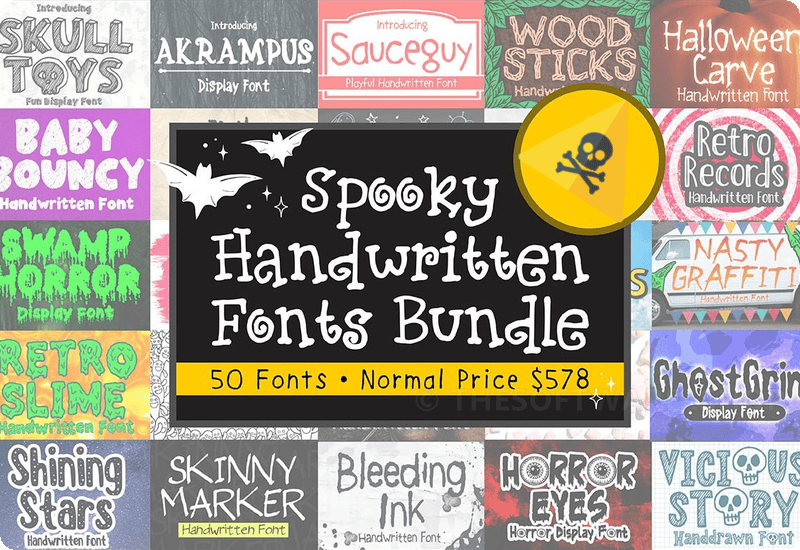 Spooky Handwritten Fonts Bundle Download Discount Coupon
