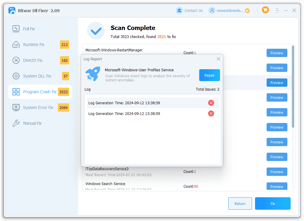  Log Report