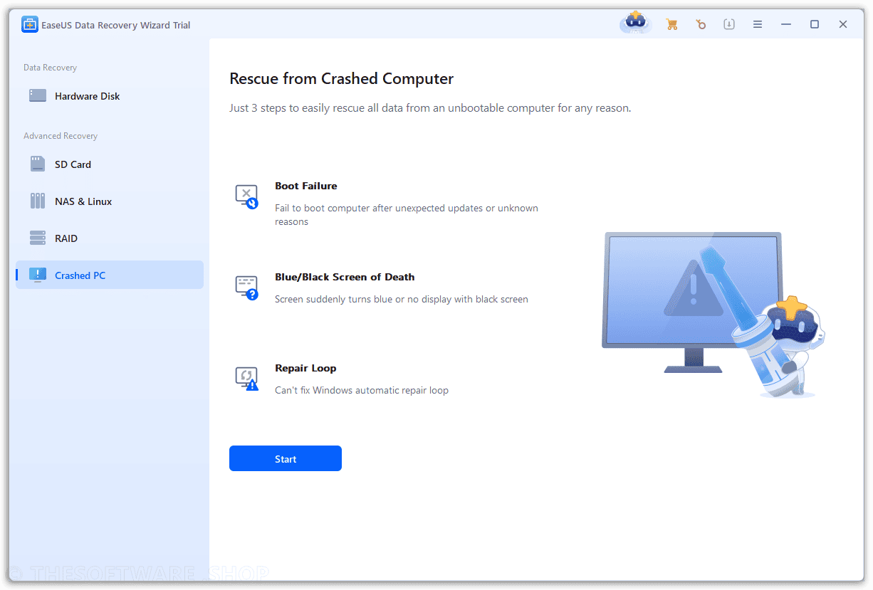 EaseUS Data Recovery Wizard Pro - Crashed PC