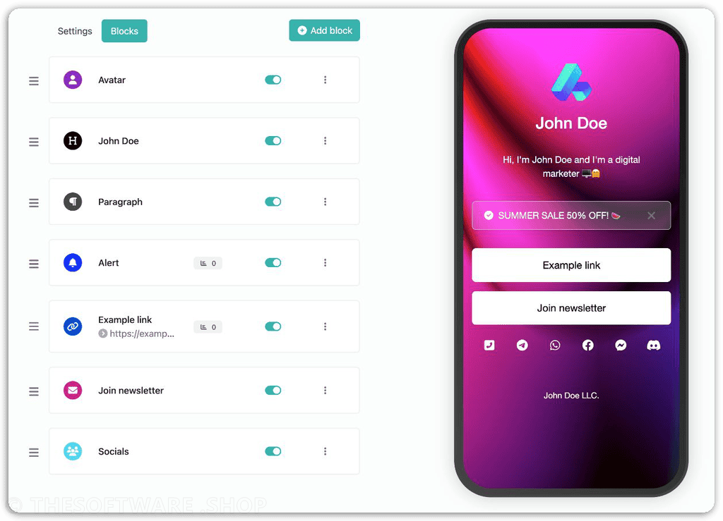 BITHUB Bio page editor
