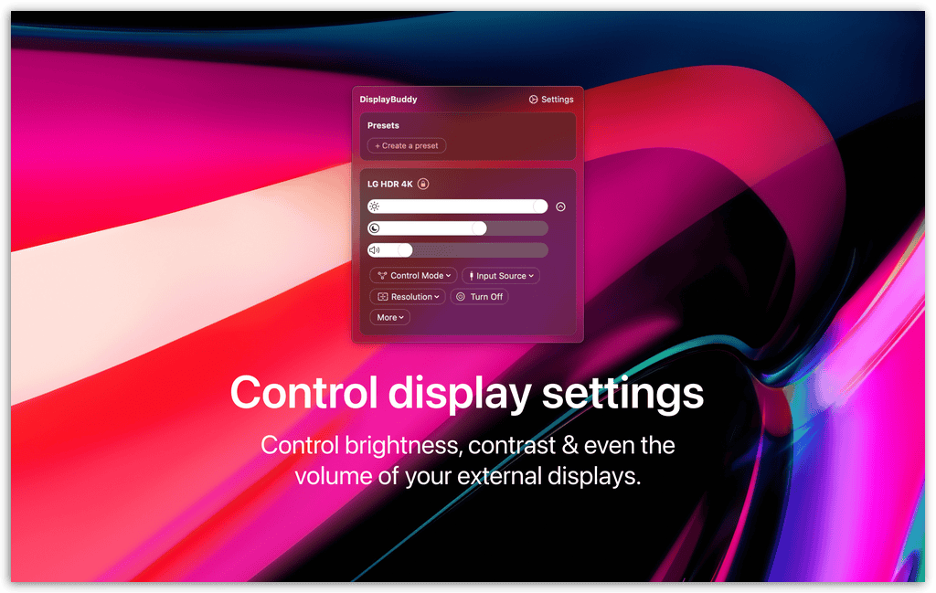 DisplayBuddy settings screenshot