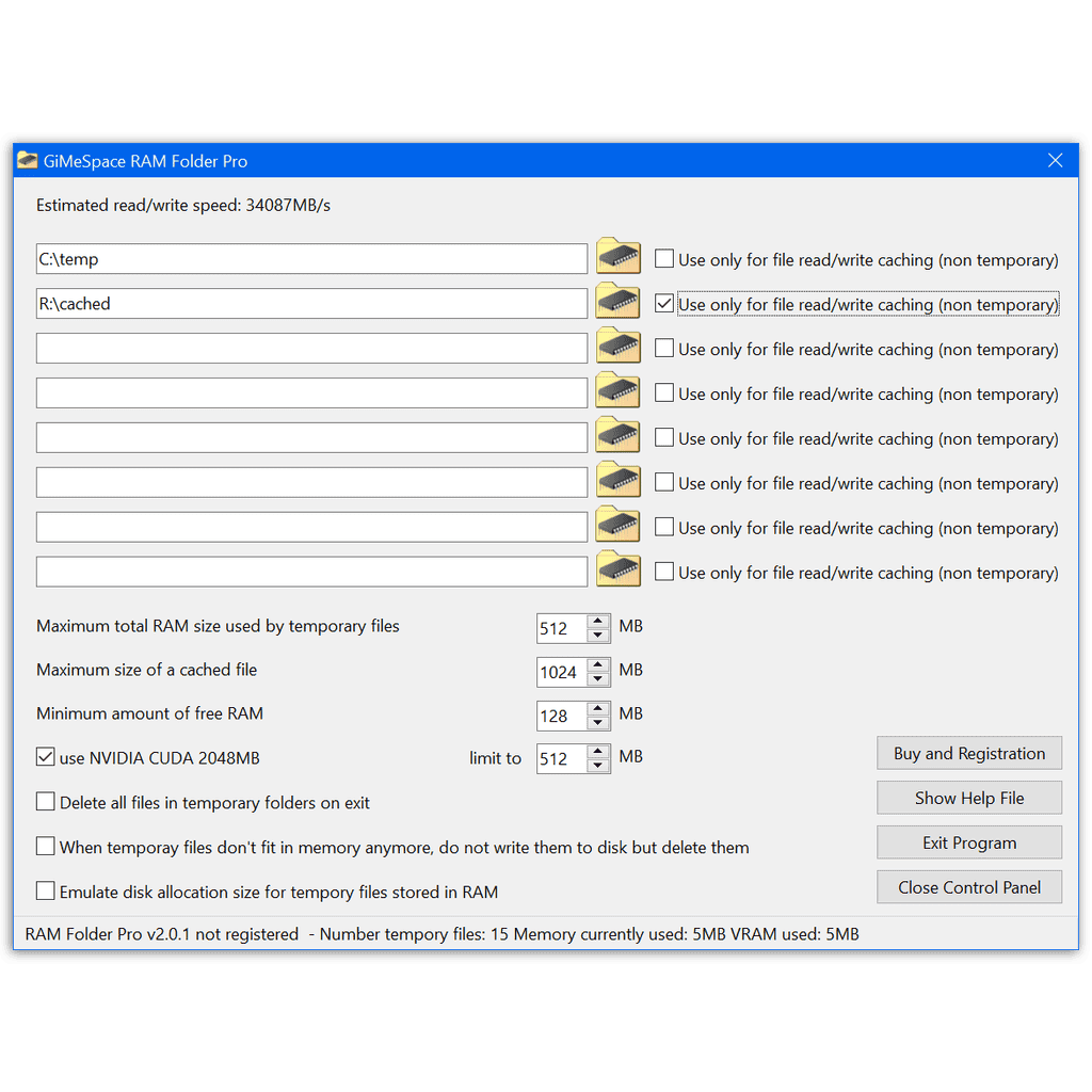 GiMeSpace RAM Temp Folder PRO Screenshot