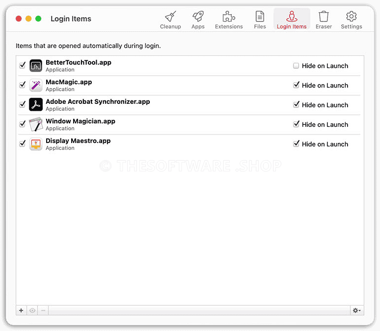 MacCleanse - Login Items