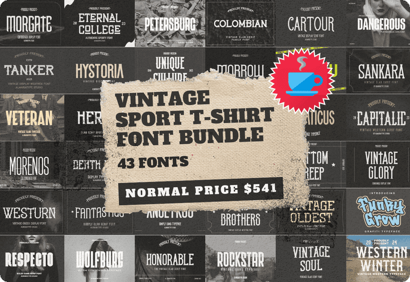 Vintage Sport T-Shirt Font Bundle Sale Download