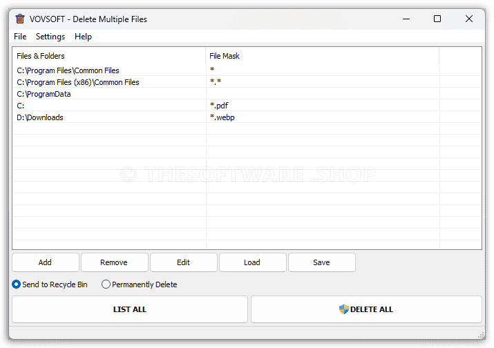 Vovsoft Delete Multiple Files Screenshot