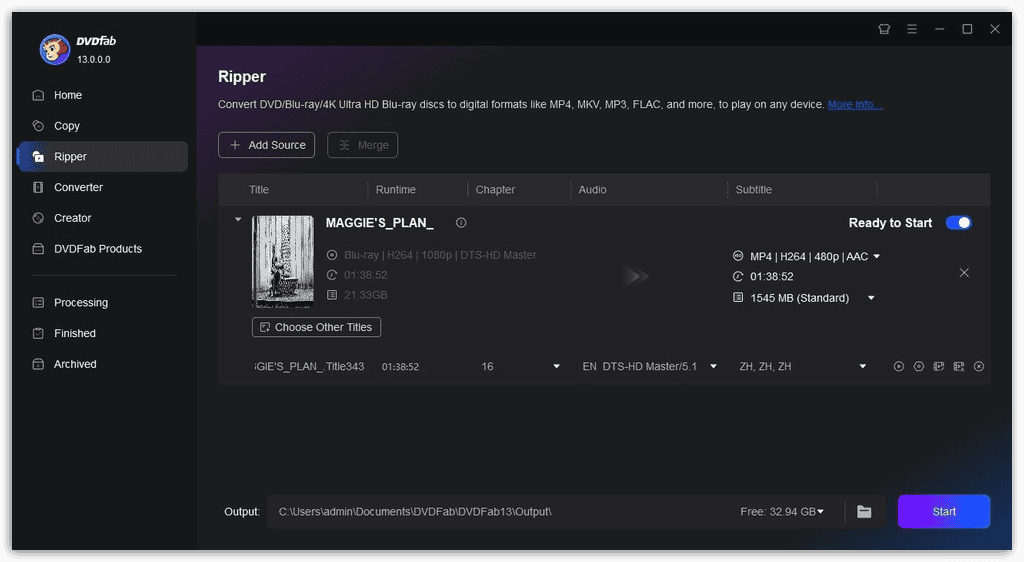 DVDFab Blu-ray Ripper - Added Source