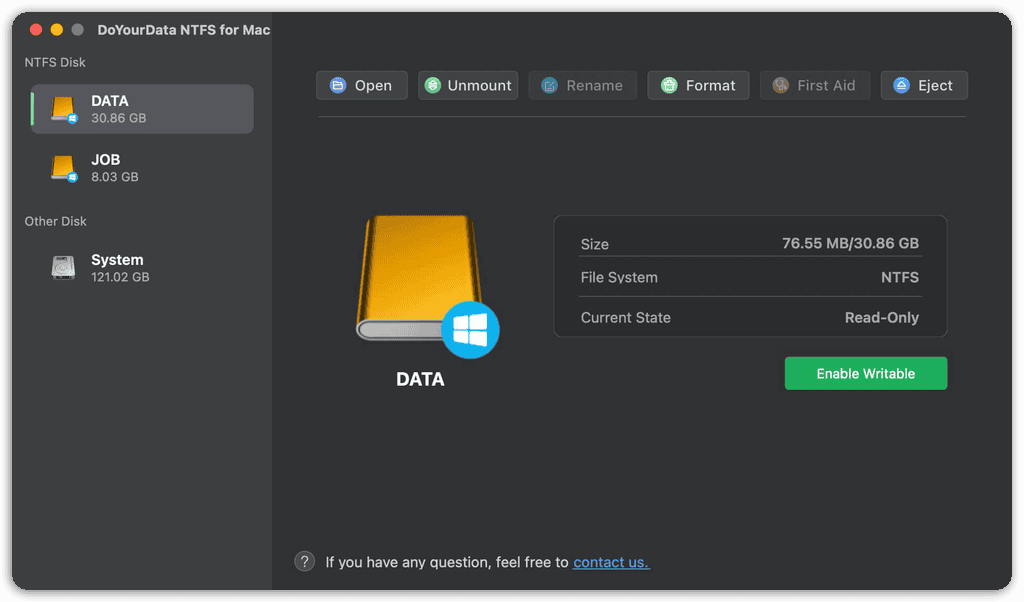 DoYourData NTFS for Mac Screenshot