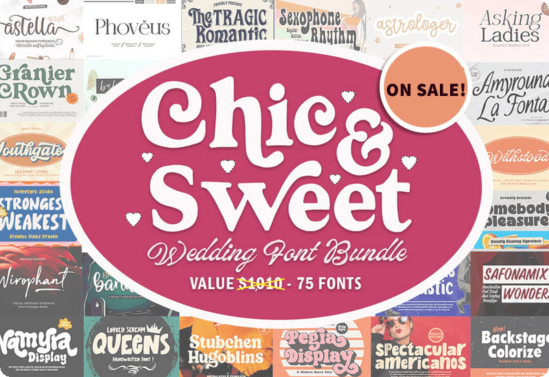 Chic Sweet Wedding Font Bundle Sale Download