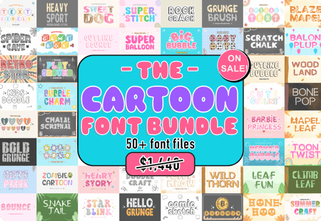 Cartoon Font Bundle Download Sale