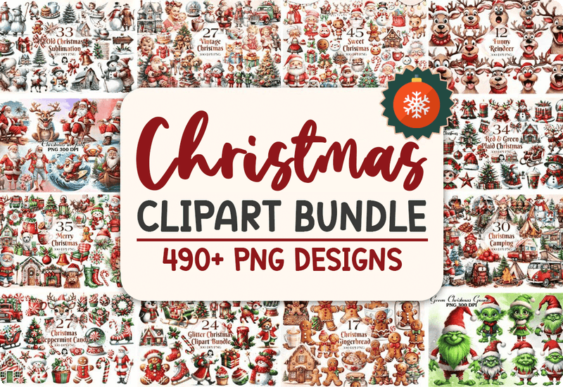 Great Christmas Clipart PNG Bundle Download Sale