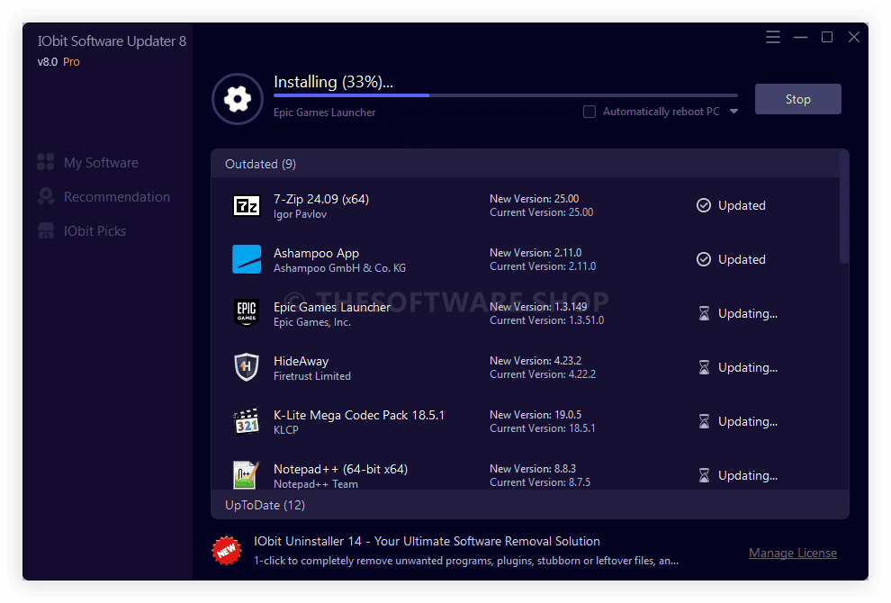 IObit Software Updater 8 Pro Screenshot - Installing
