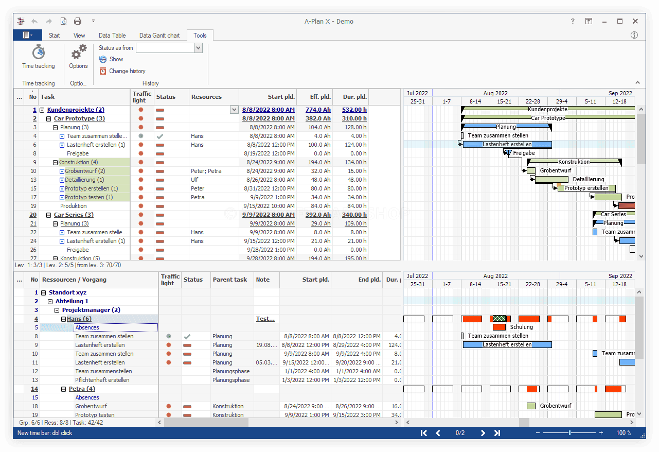 Braintool A‑Plan X Software Screenshot
