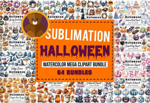 Creative Fabrica Watercolor Halloween Sublimation Clipart Bundle