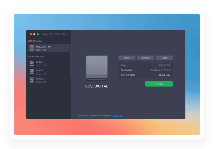 EaseUS NTFS for Mac Screenshot