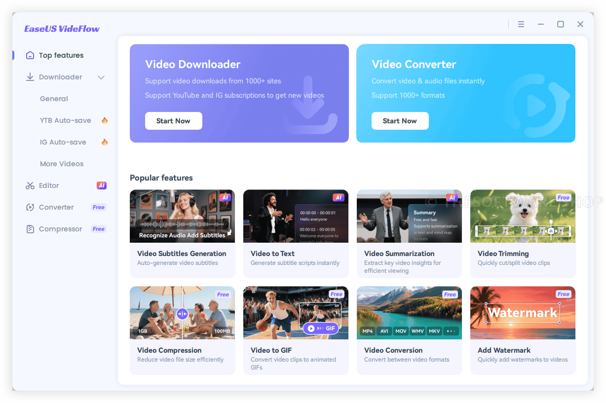 EaseUS Videflow Main Interface
