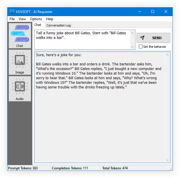 Vovsoft AI Requester - Chat