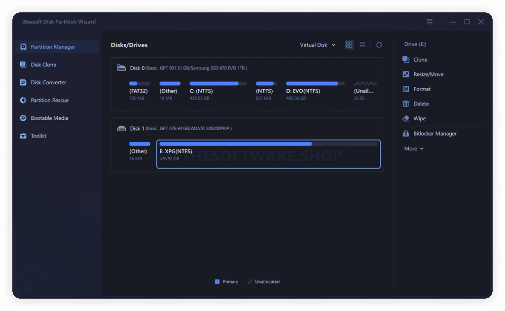 iBeesoft Disk Partition Wizard Screenshot