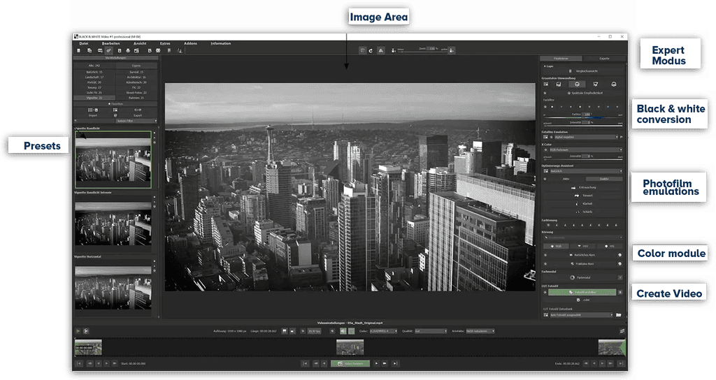 BLACK & WHITE Video Professional Screenschot