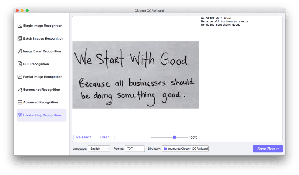 Cisdem OCRWizard Handwriting Recognition
