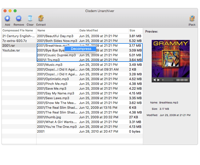 Cisdem Unarchiver for Mac screenshot