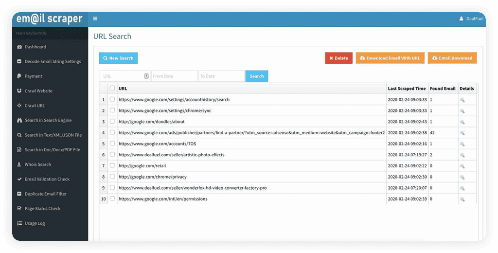 EmailScraper Screenshot