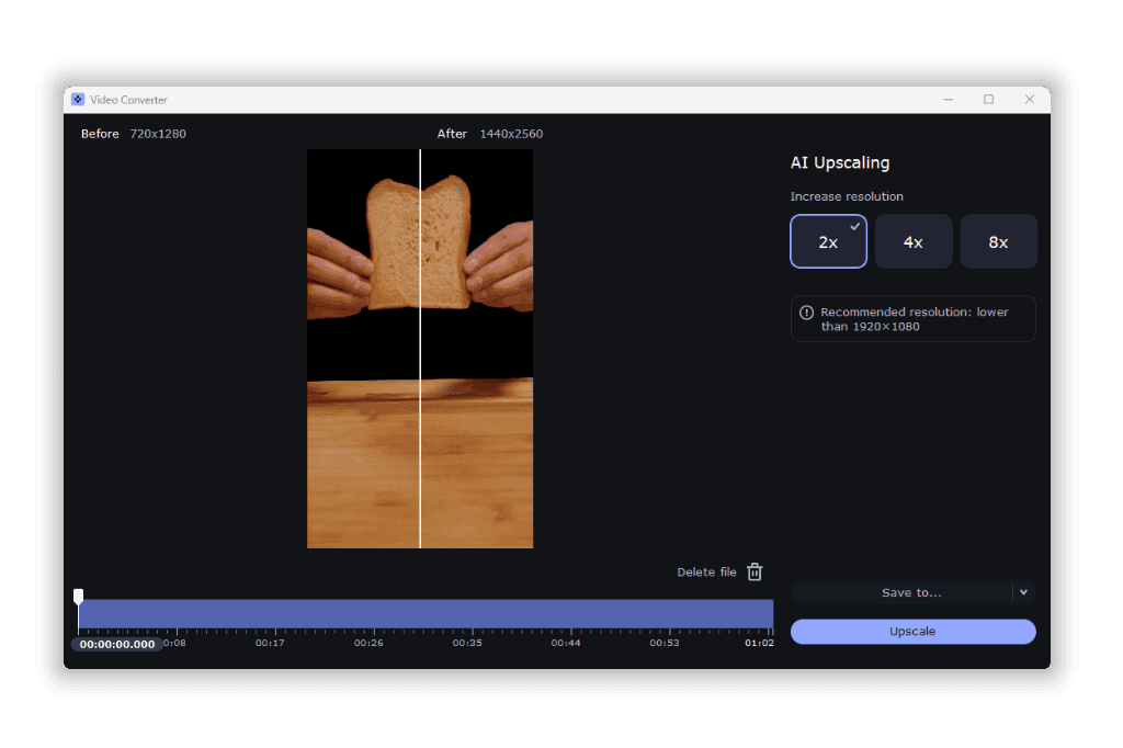 Movavi Video Converter AI Upscaling